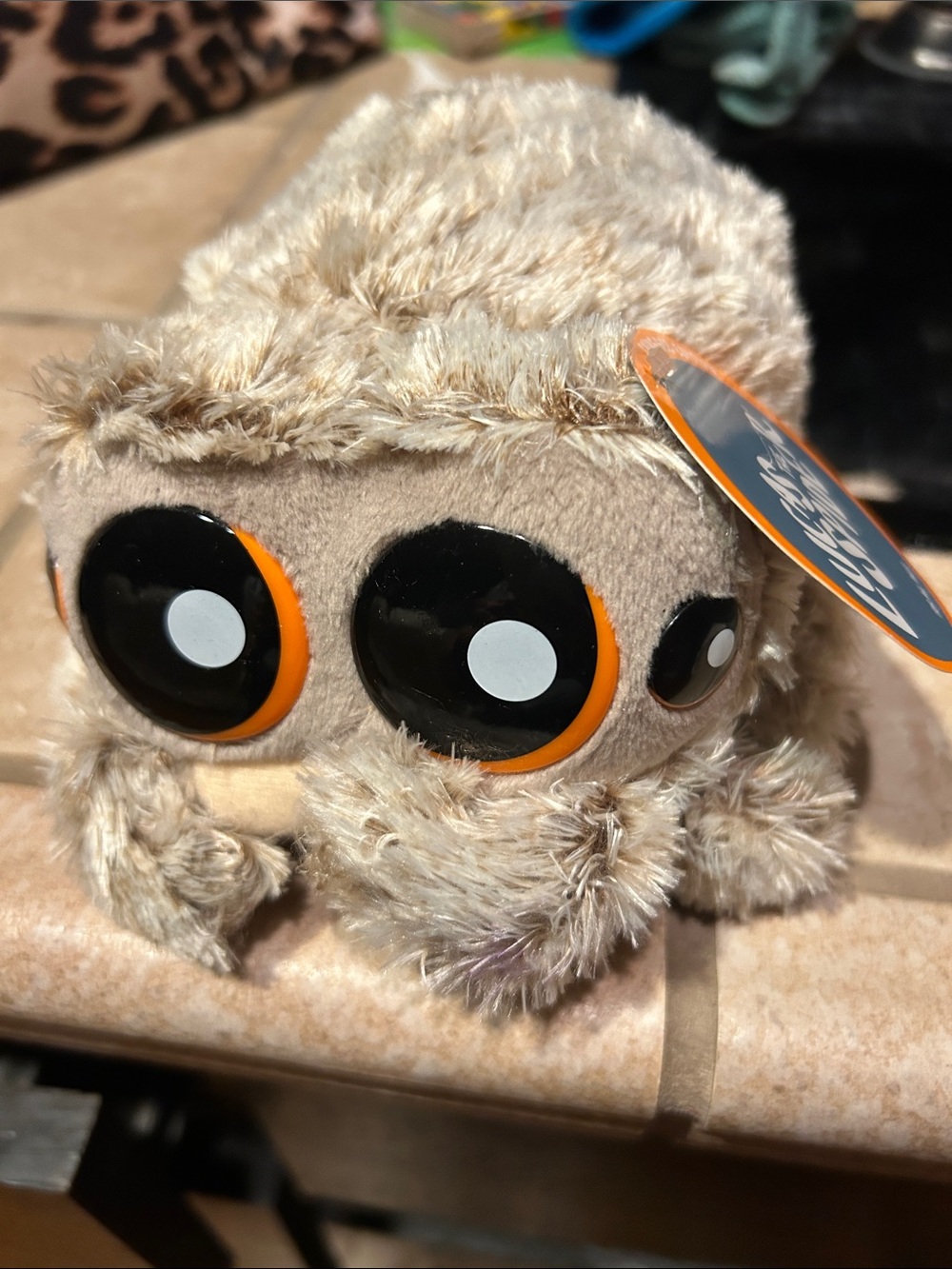 Plush Fuzzy Spider Stuffed Animal - Cream and Tan